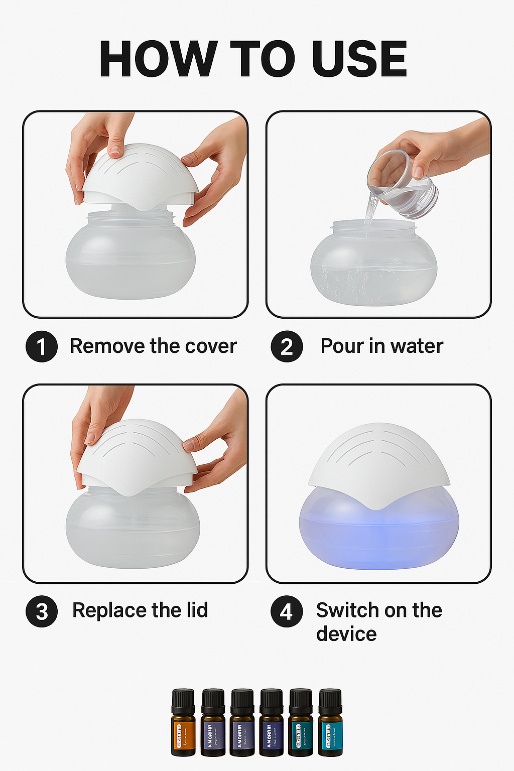 Free Shipping BOGO Black Aroma Humidifier + 6 Essential Oils Included